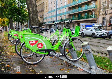 Fahrradverleih in Budapest. Stockfoto