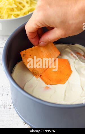 Süßkartoffel-Gratin in Instant Topf Schnellkochtopf gemacht Stockfoto