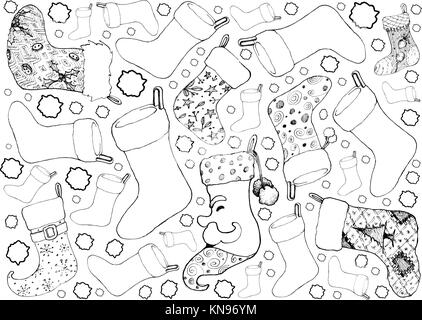 Hintergrund der Illustration Hand gezeichnete Skizze von geprüft Weihnachten Strümpfe Braten auf die Luft, Zeichen für die Weihnachtszeit. Stock Vektor