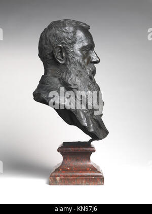 George A. Lucas MET DP214414 187395 Künstler: Augustin Jean Moreau-Vauthier, 1831?1893, Gründer: Besetzung: P. Bingen, George A. Lucas, 1890, Bronze, Sockel aus rotem Marmor, insgesamt: 19 13/16 ? 16 3/8 ? 11 9/16 Zoll (50.3 ? 41.6 ? 29.4 cm); Höhe (Sockel): 5 5/8 Zoll (14.3 cm). Das Metropolitan Museum of Art, New York. Geschenk eines Freundes, 1891 (91.7) Stockfoto