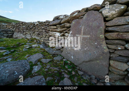 Caher Conor, Fahan Bienenstock Hütten, Mount Eagle, Slea Head Drive, der Halbinsel Dingle in der Grafschaft Kerry, Irland, Europa Stockfoto