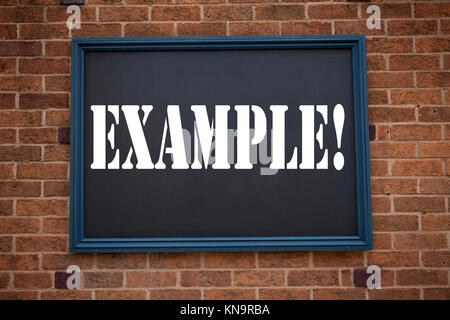 Konzeptionelle Hand schreiben Bildunterschrift angezeigt Ansage Beispiel. Business Konzept für Instanz Abbildung Paradigma zum Beispiel auf Rahmen geschrieben Stockfoto