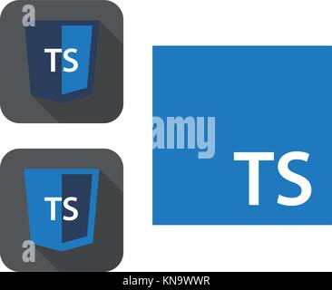 Vektor Sammlung von web development Schild Schilder - Html5 gestalteten Abzeichen mit ts Buchstaben. isolierte Symbol Stock Vektor