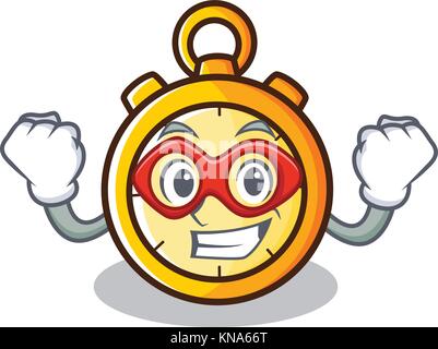 Super Hero chronometer Charakter Cartoon Stil Stock Vektor