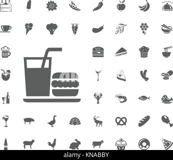 Fast food Symbol. Soft Drink und leckeren Burger Symbol. Essen und Getränke vektor Icon Set. Stock Vektor