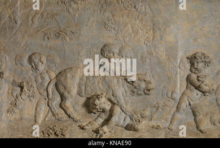 Kinder und Satyr Kinder stehlen die Jungen einer Pantherin (Teil einer Gruppe) TRAF DP250145 208983 Stockfoto