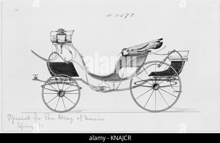 Entwurf für 8 Frühjahr Victoria, no. 4078 MET MM10325 379099 Hersteller: Brewster & Co., American, New York, Künstler: Herman Stahmer, American, 1857?1894, Design for 8 spring Victoria, no. 4078, 1890, Stift und schwarze Tinte Aquarell und Gouache mit Gummi arabischen und metallischen Tinte, Platte: 5 1/2 x 9 1/4 Zoll (14 x 23.5 cm). Das Metropolitan Museum of Art, New York. Geschenk von William Brewster, 1923 (23.112.1023) Stockfoto