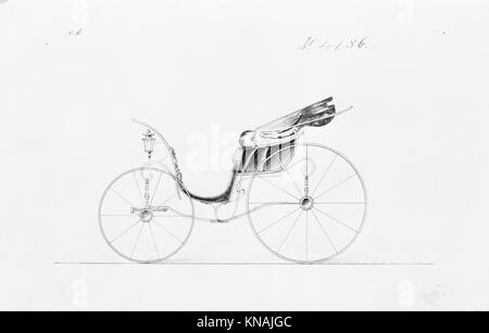 Design für Pony Phaeton, Nr. 4136 MET MM9317 379022 Hersteller: Brewster & Co., American, New York, Künstler: Herman Stahmer, American, 1857?1894, Design for Pony Phaeton, no. 4136, 1891, Graphit, Stift und schwarze Tinte, Aquarell und GouacheMögliche Eigentümerin, Blatt: 6 x 9 3/16 Zoll (15.2 x 23.3 cm). Das Metropolitan Museum of Art, New York. Geschenk von William Brewster, 1923 (23.112.946) Stockfoto