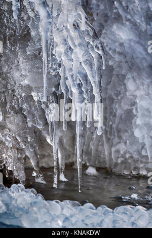 Gefrorenen Wasserfall, Ledges State Park, Iowa, USA. Stockfoto