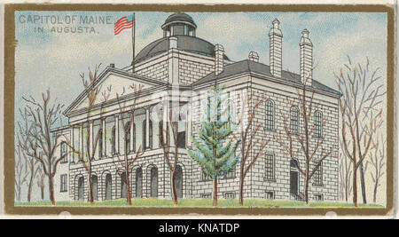 Diese Abbildung zeigt das Kapitol des Bundesstaates Maine in Augusta und hebt seine architektonischen Merkmale, seine historische Relevanz und seine Rolle als Regierungsgebäude hervor. Stockfoto