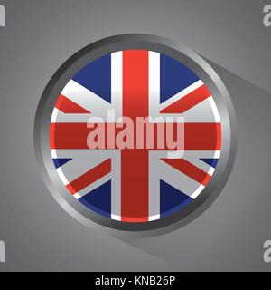 Großbritannien Flagge Abzeichen runden Knopf Stock Vektor