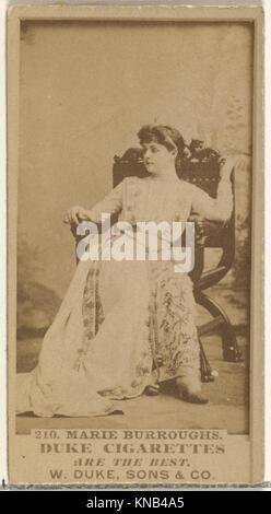 Eine Karte aus der Werbeserie der 1880er Jahre von Duke Sons & Co. Mit der Schauspielerin Marie Burroughs, die das Marketing früherer Prominenter durch Tabakfotografie repräsentiert. Stockfoto
