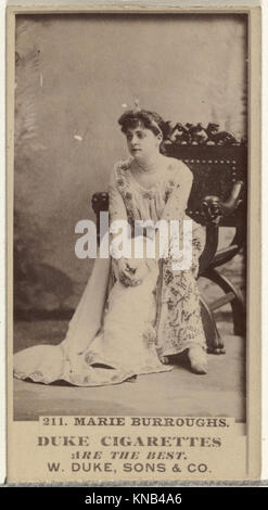Eine Karte aus der Serie „Schauspieler und Schauspielerinnen“ mit Marie Burroughs, herausgegeben von Duke Sons & Co. Zur Förderung von Duke Zigaretten, die die Kultur und Werbung der Prominenten des frühen 20. Jahrhunderts widerspiegelt. Stockfoto