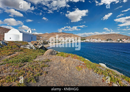 Korissia, die einen natürlichen Hafen begrüßt Sie auf der Insel von Kea, Griechenland Stockfoto