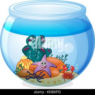 Abbildung einer wasserschüssel und ein Fisch auf weißem Hintergrund Stock Vektor