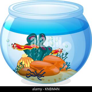 Abbildung einer Wasserschüssel und Tiere auf weißem Hintergrund Stock Vektor