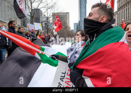 Palästinensische Demonstranten in Toronto, Kanada versammelt, gegen Präsident Donald Trump Entscheidung Jerusalem erkennen protestieren als Israels Hauptstadt. Stockfoto