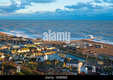 Sonnigen Nachmittag in Hastings, East Sussex, England, Großbritannien Stockfoto