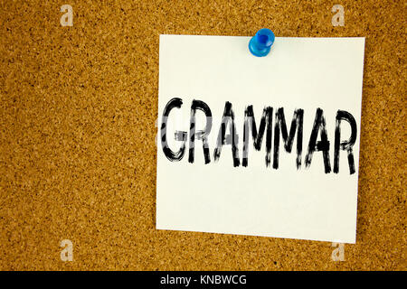 Konzeptionelle Hand schreiben Bildunterschrift inspiration Übersicht Grammatik. Business Konzept für die grundlegenden Regeln der Syntax grammatische Sprache geschrieben am Sti Stockfoto