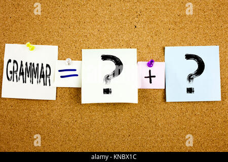 Konzeptionelle Ansage Bildunterschrift inspiration Übersicht Grammatik Business Konzept für die grundlegenden Regeln der Syntax grammatische Sprache auf dem Stick geschrieben Stockfoto