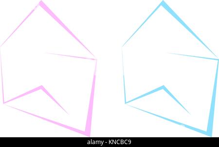 Silhouette von Mail aus dreieckigen Konturen lesen Sie die E-Mail von einem Mann und von einer Frau, Symbol Stock Vektor