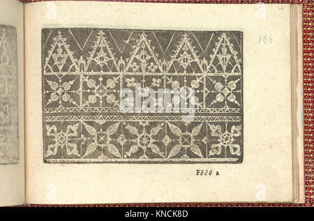 Seite 106 (Recto) von „Corona delle Nobili et Virtuose Donne“ zeigt edle Frauen und ihre Tugenden, die in der MET-Sammlung aufbewahrt werden. Stockfoto