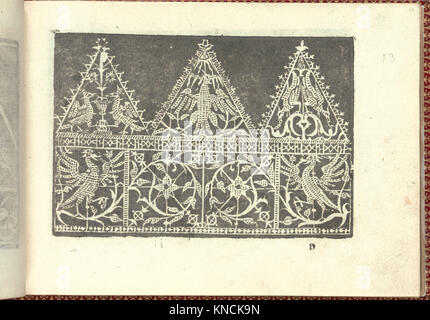 Eine Seite aus „Corona delle Nobili et Virtuose Donne“ mit detaillierten Stichen und kultureller literarischer Bedeutung. Stockfoto