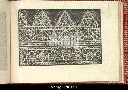 Diese Seite von „Corona delle Nobili et Virtuose Donne“ zeigt detaillierte Stiche und Texte, die tugendhafte Frauen während der Renaissance dokumentieren. Stockfoto