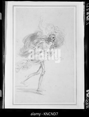 Dieser aus dem 17. Jahrhundert stammende Druck „Death Caring a Child“ von Stefano della Bella zeigt eine dramatische Darstellung der Sterblichkeit und veranschaulicht menschliche Emotionen und künstlerische Drucktechniktraditionen. Stockfoto