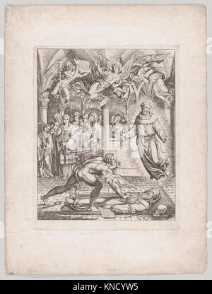 Die Schlacht Satans gegen St. Franziskus für die Seele des Mönchs Guido von Montefeltro, Künstler Joseph Anton Koch (Österreichisch, Obergibeln bei Elbigenalp 1768-1839 Rom) Stockfoto