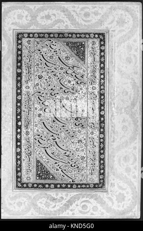 Shah Jahan auf einer Terrasse, mit einem Anhänger Set mit seinem Porträt, Folio aus dem Shah Jahan Album MET 181891 451270 Stockfoto