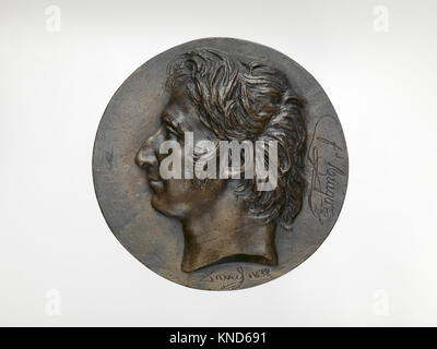 Dieses Bronzemedaillon von Pierre Jean David d'Angers stellt den französischen Wissenschaftler Dominique Francois Arago dar, der seine Beiträge zur Wissenschaft und zur Medaillenkunst des 19. Jahrhunderts hervorhebt. Stockfoto