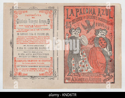 Abdeckung für 'La Paloma Azul - Coleccion De Canciones Modernas Para 1901', zwei Paare tanzen, während eine Taube fliegt zwischen ihnen MET DP 868411 737961 Artist: Jos? Guadalupe Posada, Mexikanische, 1851?1913, Herausgeber: Antonio Vanegas Arroyo, 1850?1917, Mexikanische, Abdeckung für 'La Paloma Azul: Coleccion De Canciones Modernas Para 1901', zwei Paare tanzen, während ein in zwischen ihnen Taube fliegt, Ca. 1901, Foto - Entlastung und Buchdruck in rote und schwarze Tinte auf tan-Papier, Blatt: 5 13/16? 7 7/8 in. (14.8? 20 cm). Das Metropolitan Museum of Art, New York. Der Elisa Whittelsey Sammlung, die Elisa Whittelsey Fonds Stockfoto