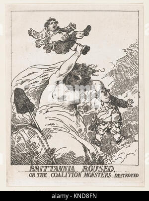 Britannia geweckt, oder die Koalition Monster zerstört MET DP 871744 392684 Künstler: Thomas Rowlandson, Britischen, London 1757? 1827 London, Betreff: Frederick North, 2. Earl von Guilford, British, 1732?1792, Betreff: Charles James Fox, British, 1749?1806, Britannia geweckt, oder die Koalition Monster zerstört, 3. Februar 1784, Radierung, Blatt: 11 1/8 x 8 7/16 in. (28,3 x 21,5 cm) Platte: 10 13/16? 8 3/8 in. (27.4? 21,3 cm). Das Metropolitan Museum of Art, New York. Der Elisa Whittelsey Sammlung, die Elisa Whittelsey Fund, 1959 (59.533.39) Stockfoto