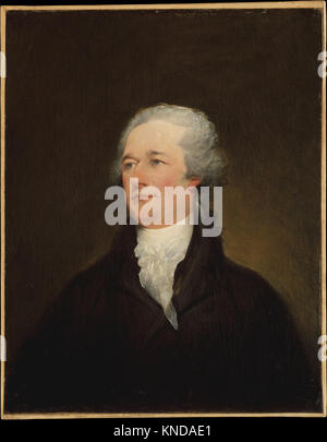 Diese Illustration zeigt Alexander Hamilton und hebt seine historische Bedeutung und Rolle in der frühen amerikanischen Geschichte hervor. Stockfoto