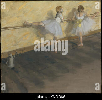 Tänzer üben auf dem Barre Ölgemälde des französischen impressionistischen Künstlers Edgar Degas (1834-1917), ca. 1877 Stockfoto