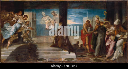 Doge Alvise Mocenigo (1507 1577), vorgestellt vor dem Ölgemälde des Erlösers von Jacopo Tintoretto (Jacopo Robusti) (1519-1594) Stockfoto