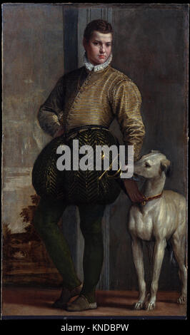 Junge mit einem Windhund-Ölgemälde von Paolo Veronese (Paolo Caliari) Stockfoto