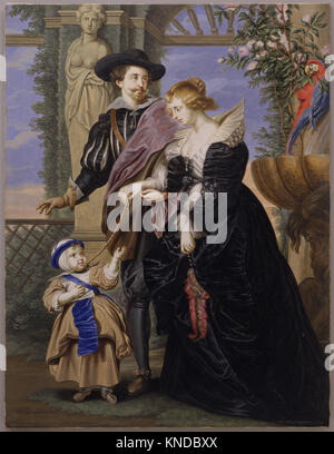 Kopie nach Rubens, seiner Frau Helena Fourment (1614-1673) und ihrem Sohn Frans (1633-1678), Gemälde von Bernard Lens III (1682-1740), 1721 Stockfoto