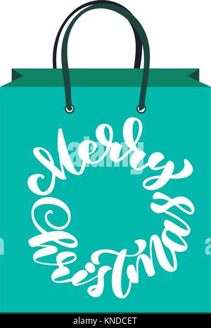 Text Frohe Weihnachten handgeschriebene Kalligraphie Schriftzeichen auf dem Paket. handgefertigte Vector Illustration. Spaß Pinsel Tinte Typografie für Foto Overlays, Tasche, t-shirt Drucken, Flyer, Plakat design Stock Vektor