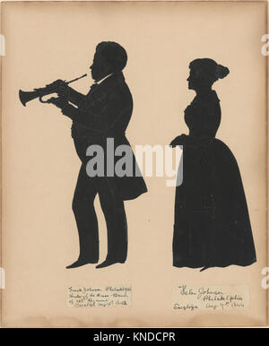 Dieses historische Foto zeigt Frank Johnson mit seiner Frau Helen und veranschaulicht die kulturelle, musikalische und militärische Bedeutung der Blasbands im Saratoga des 19. Jahrhunderts. Stockfoto