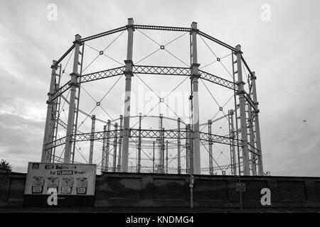 Alte Gaswerk Skelette der Rahmen Manchester Stockfoto