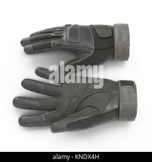 Seitenansicht der Soldat Handschuhe von Schwarz auf Weiß. 3D-Darstellung Stockfoto