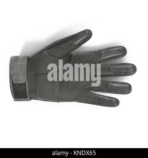 Ansicht von oben Soldat Handschuhe schwarz auf weiß isoliert. 3D-Darstellung Stockfoto