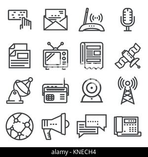 Lineare Kommunikation Symbole gesetzt. Universelle Kommunikation Symbol Stock Vektor