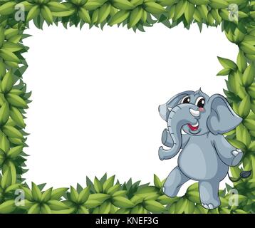 Abbildung: Eine lächelnde Elefant und Anlage frame Stock Vektor