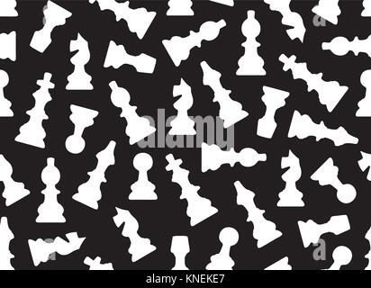 Nahtlose Schachfiguren mit Schwarz im Hintergrund Stock Vektor