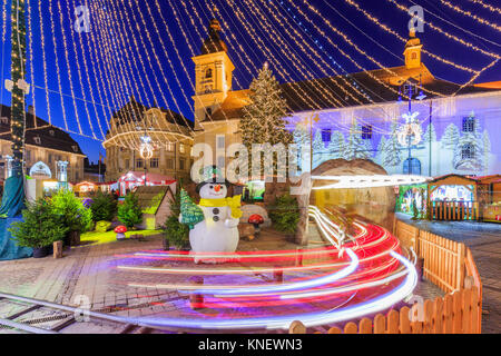 SIBIU, Rumänien. Sibiu Weihnachtsmarkt. Siebenbürgen, Rumänien. Stockfoto