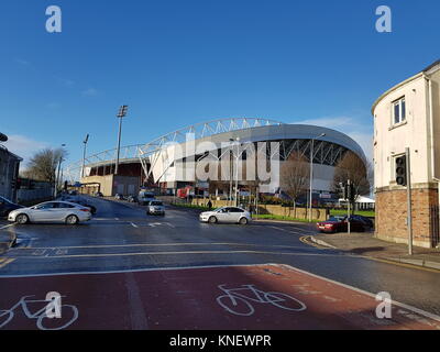 Thomond Park ist ein Stadion - Dec 11 2017: in Limerick in der irischen Provinz Munster entfernt. Das Stadion wird von der Irish Rugby Football Unio besessen Stockfoto