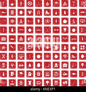 100 gut person Icons Set grunge Rot Stock Vektor